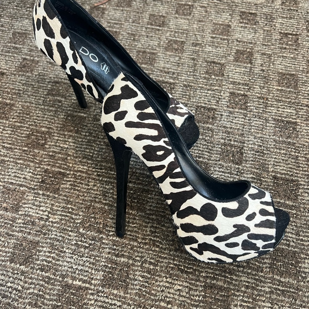 Aldo Black and White Platform Heels